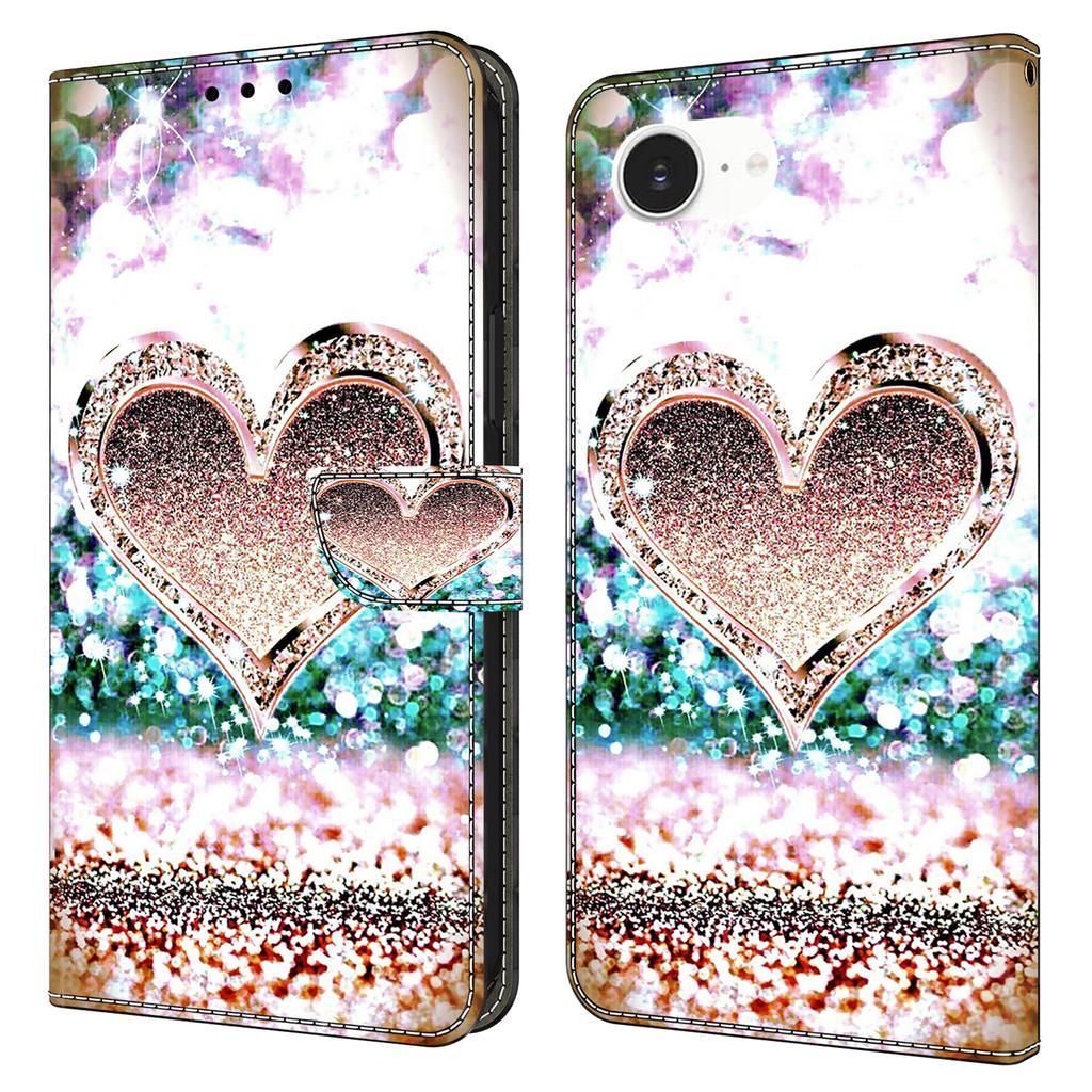 For iPhone 16e Case 3D Pattern PU Leather Wallet Phone Cover with Stand