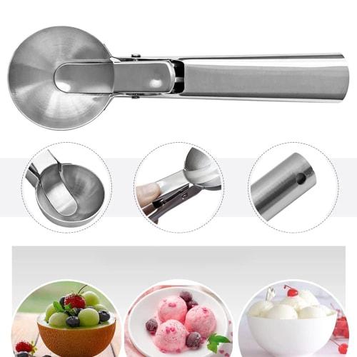 Stainless Steel Spherical Ice Cream Scoop for Fruit Digging, Meatball Making, and Other Cooking Tools (Large Color Box Package)