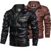 Кожаная куртка-бомбер, мужская модная куртка с воротником-стойкой, карманы на молнии, куртки, облегающие куртки, пальто