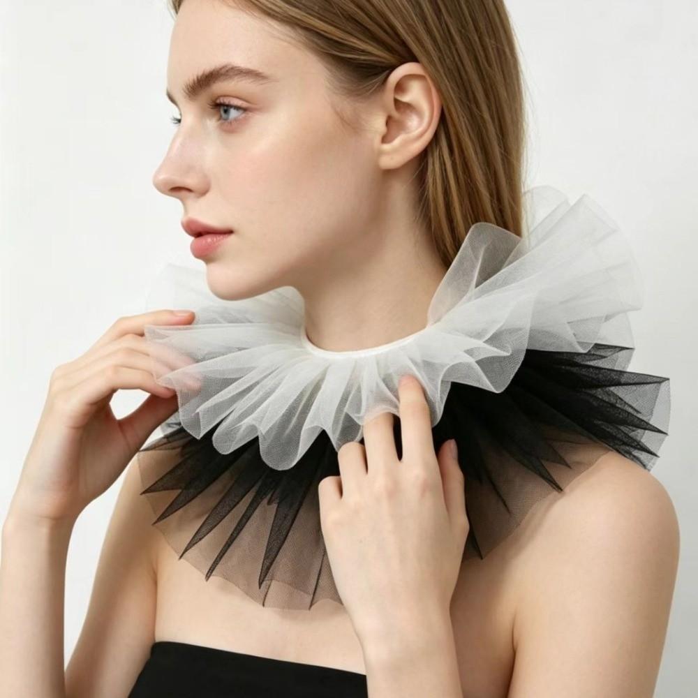 Detachable Fake Collar Shawl Ruffle Mesh Makeup Neck Shawl Vintage Neck Collar Cosplay Event