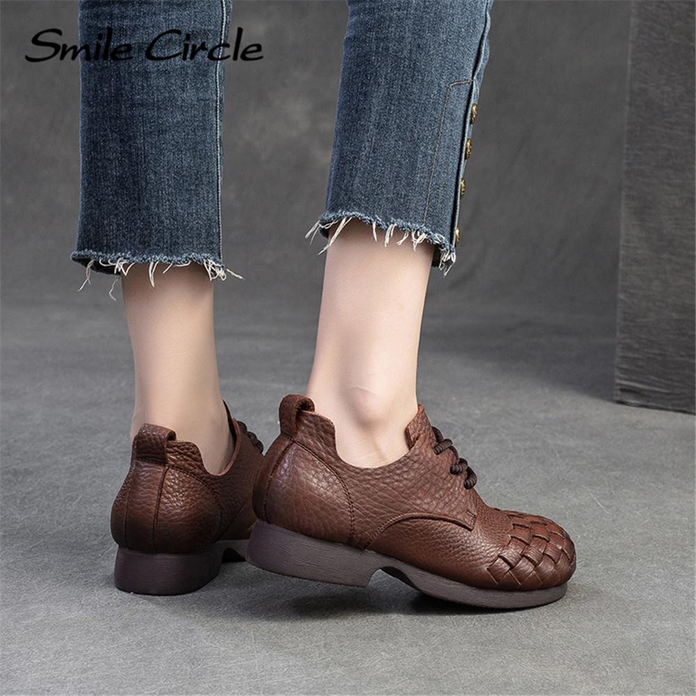 Осенние новые удобные однослойные туфли из воловьей кожи, простая повседневная женская обувь для путешествий в стиле ретро