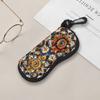 2D-Vintage Floral Mandala Pattern Sunglasses Case, Elegant Bohemian Print Eyewear Protective Holder, Durable Zipper Glasses Storage Box for Travel