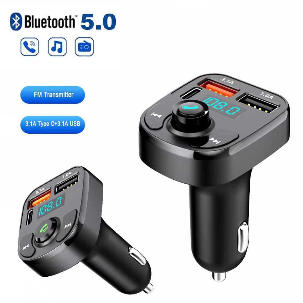 Автомобильное зарядное устройство Bluetooth 5.0 FM-передатчик Аудио Двойной USB Автомобильный MP3-плеер Автомагнитола Зарядное устройство Handsfree Быстрая зарядка Автоаксессуары