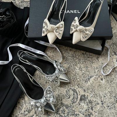 Женская обувь Весна Новинка Бабочка Узел Женские Босоножки на каблуках Туфли Сексуальное платье Тонкий каблук Острый носок Дамы Высокие каблуки Женщины