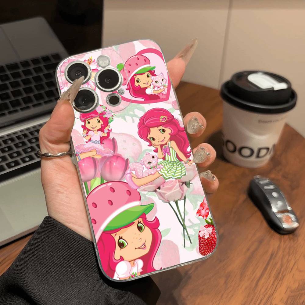 Чехол для телефона 'Девочка с клубничным тортом' S для IPhone 11 12 13 14 15 16 17 Pro Max Plus Прозрачная задняя крышка