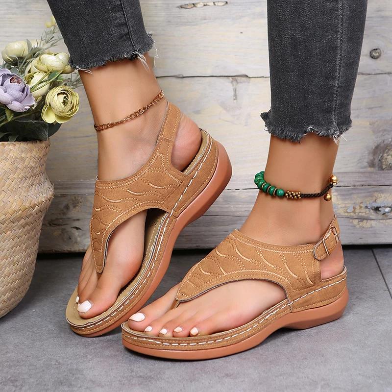 Fashion Fashion Toe Clip Wedge Sandals for Women's Summer Platform Roman Sandals Plus Size 43 Thick Soled Beach Shoes for Women