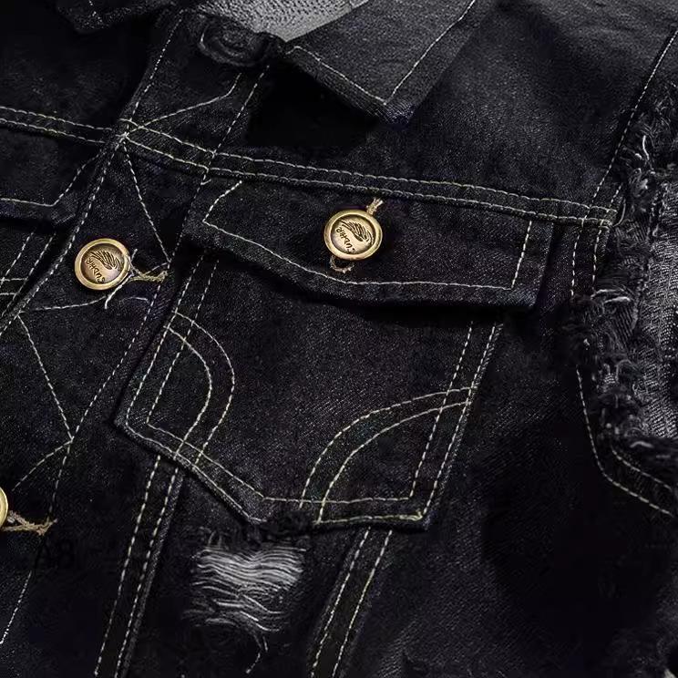 Men's Korean Version of The Slim-fit Trend Black Denim Vest Large Size Motorcycle Youth Korean Version of The Vest Waistcoat Vest