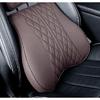 Luxury Car Neck Pillow Set Leather Embroidered Waist Backrest Lumbar Support Cushion Auto Seat Travel Headrest Pillow For