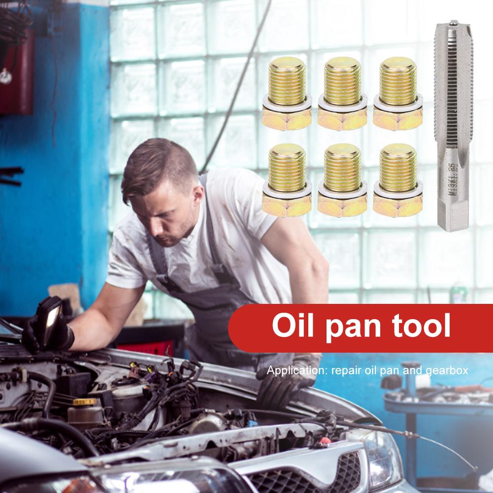 Portable Oil Pan Drain Sump Plug Key M13x1.25 Iron Oil Pan Thread Repair Tools Kit Sump Drain Plug Repair Kit