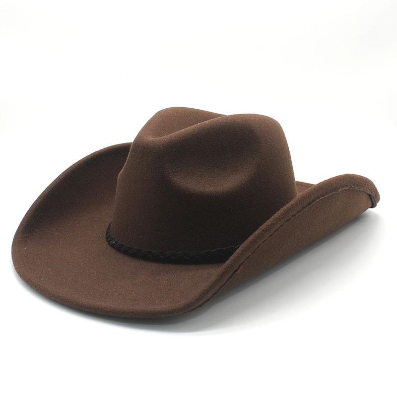 Cowboy Hat Felt Top Hat Western Gentleman'S Hat Felt Hat Jazz Hat Men'S Winter Hat