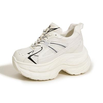 Женские повседневные кроссовки на толстой подошве, «папины кроссовки», новые осенние дышащие сетчатые массивные кроссовки смешанных цветов, универсальная спортивная обувь на высокой платформе