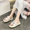 New Fashionable and Elegant Casual Thick-soled Sandals with Buckle Decoration Lightweight Flat Heel Open Toe Slippers NO:8678