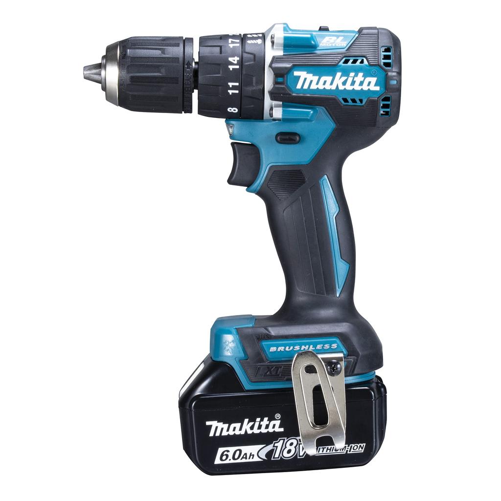 Makita Rechargeable Vibratory Driver Drill 18V6Ah with 2 and Case HP487DRGX Blue Batteries, Charger,