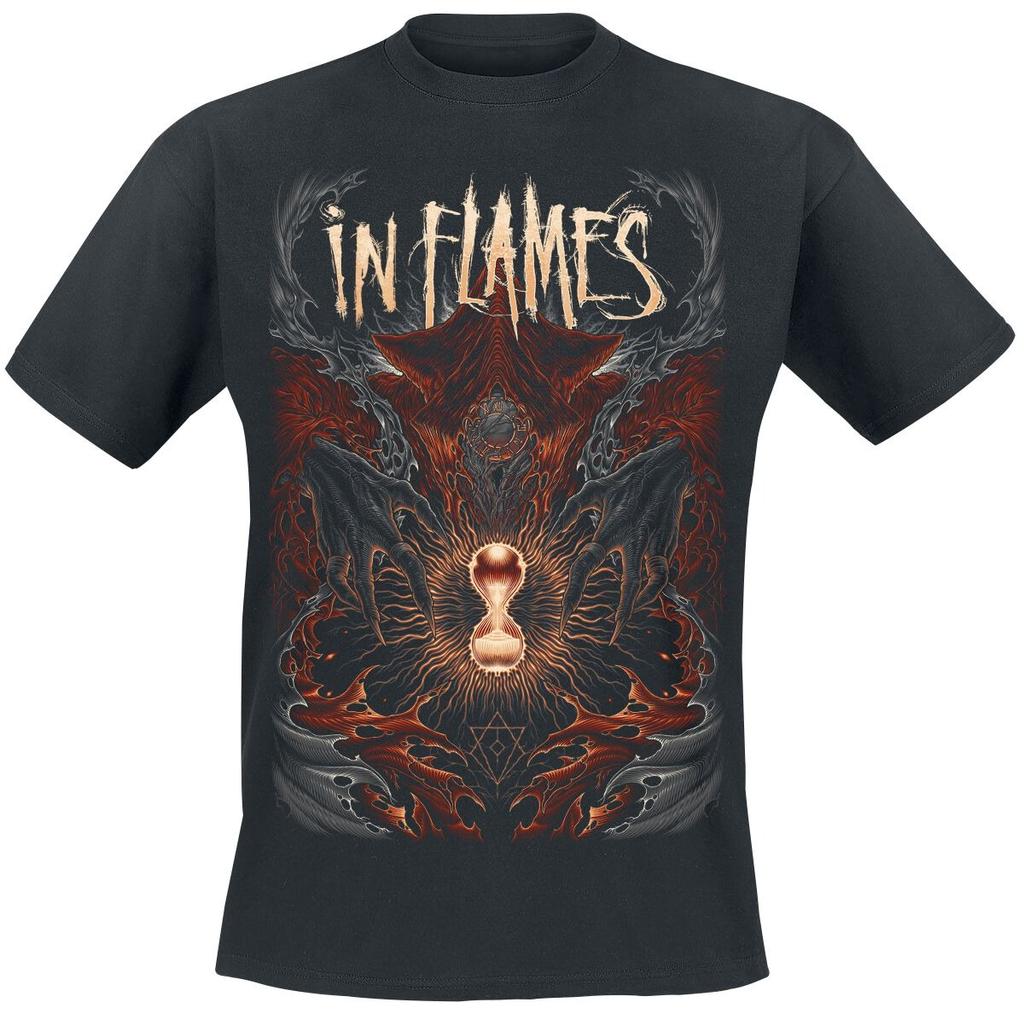 Футболка с принтом In Flames Band Hourglass Claws Эпическая 100% Хлопок Повседневная Нейтральная Футболка Мелодичный Дэт-метал Streetwear для Унисекс Женщин