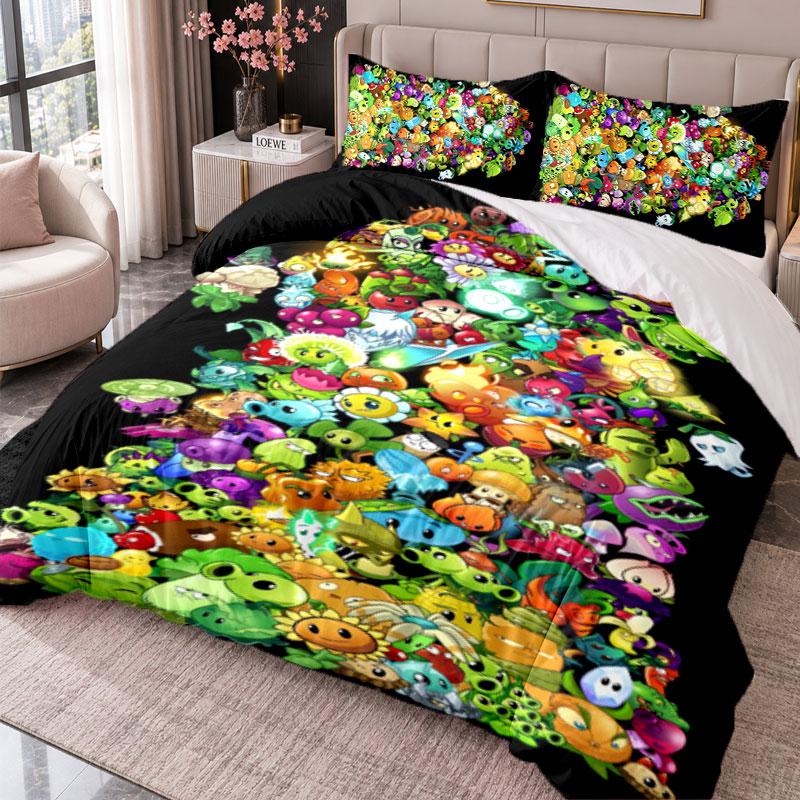 Plants vs. Zombies 3Pcs Bedding Set Duvet Cover With Two Pillowcases For Bedroom Home Decoration