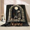 1PC Custom Name Blanket Skeleton Love Mushrooms Printed All-Season Soft Warm Blanket for Adults and Children Halloween Gift