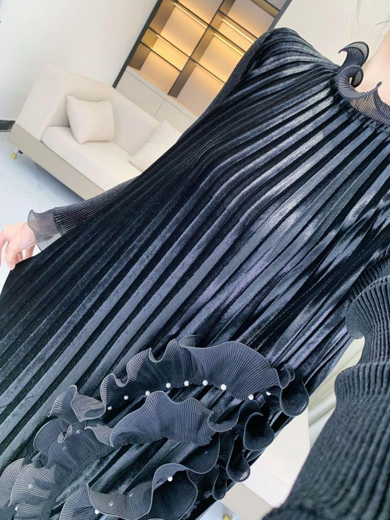 Элегантное бархатное платье большого размера высокого класса с обильной вышивкой и бисером