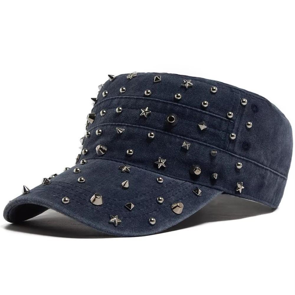 Adjustable Flat Hat Cap Rivet Design Trucker Hat Vintage Baseball Cap For Women Men