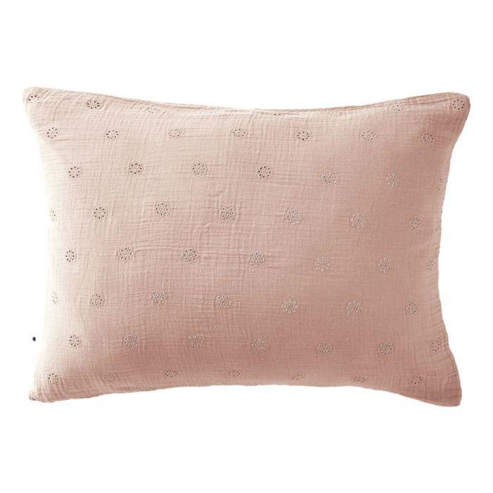 Taie d'oreiller Brodée Déco "Gaïa Boho" 60 x 60 cm & 50 x 70 cm "Gaze de Coton" - Gaïa Boho Guimauve - 50 x 70 cm - Gaïa Boho Guimau