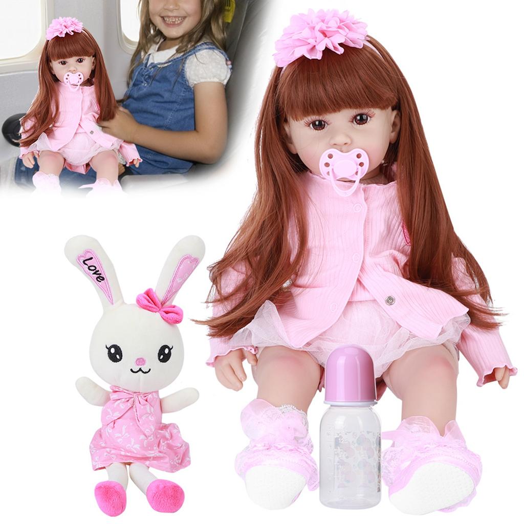 Reborn Toddler Silicone Baby Girl Doll Vivid Creativity Present Beautiful Baby Toy 60cmBrown Eyes