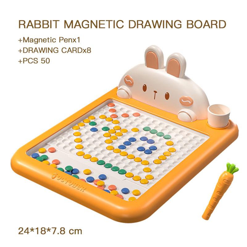 Rabbit Magnetic Drawing Board Children Drawing Board Magnetic Beads Radish Pen Graffiti Board Early Education Montessori Toy