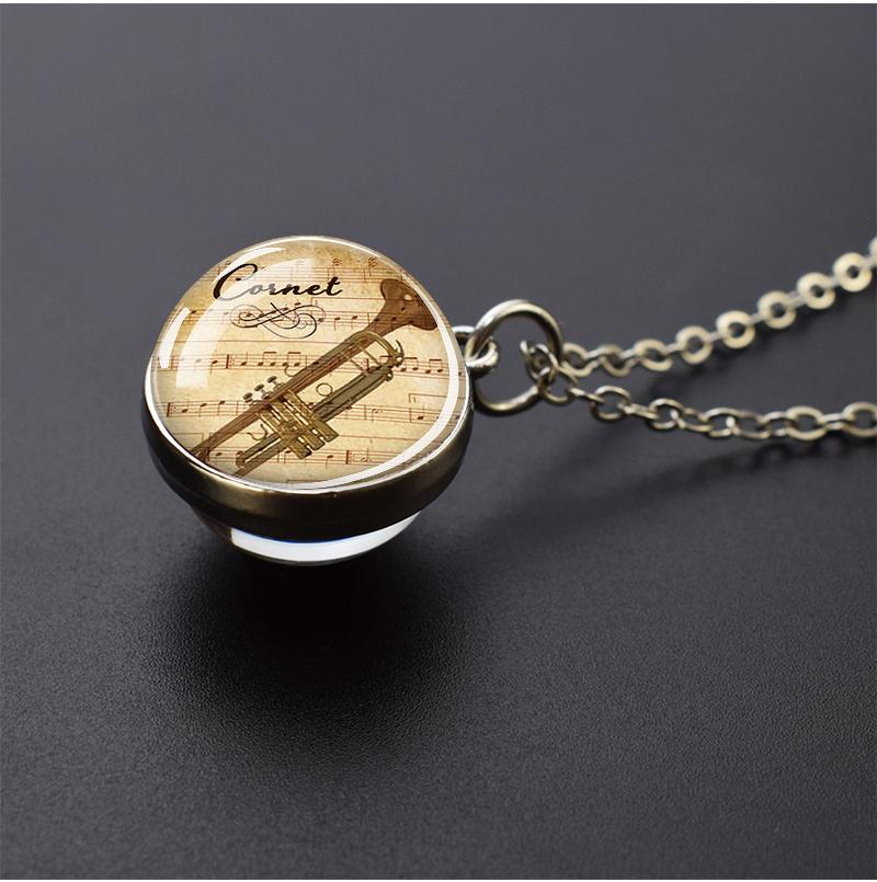 Ожерелья с музыкальными инструментами, фортепиано, гитара, кларнет, флейта, художественный стеклянный шар, кулон, музыкальная нота, ожерелье, женское музыкальное подарочное ювелирное изделие