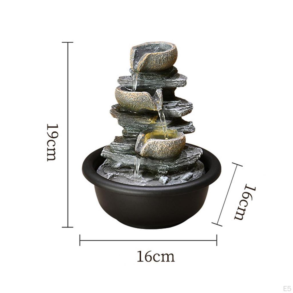 Mini Waterfall Indoor Fountains Resin Crafts Ornament Illuminated Decoration Tabletop