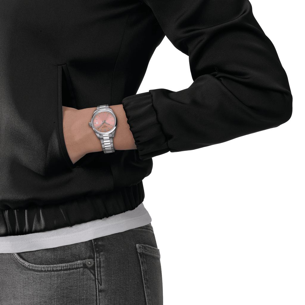 Tissot Мужские модные часы из нержавеющей стали с розовым циферблатом T150.210.11.331.00