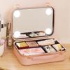Новая Умная LED Косметичка 2025 года с Зеркалом, Большой Вместимостью, Отделениями, Водонепроницаемая, Из ПУ Кожи, Дорожный Косметический Футляр для Женщин