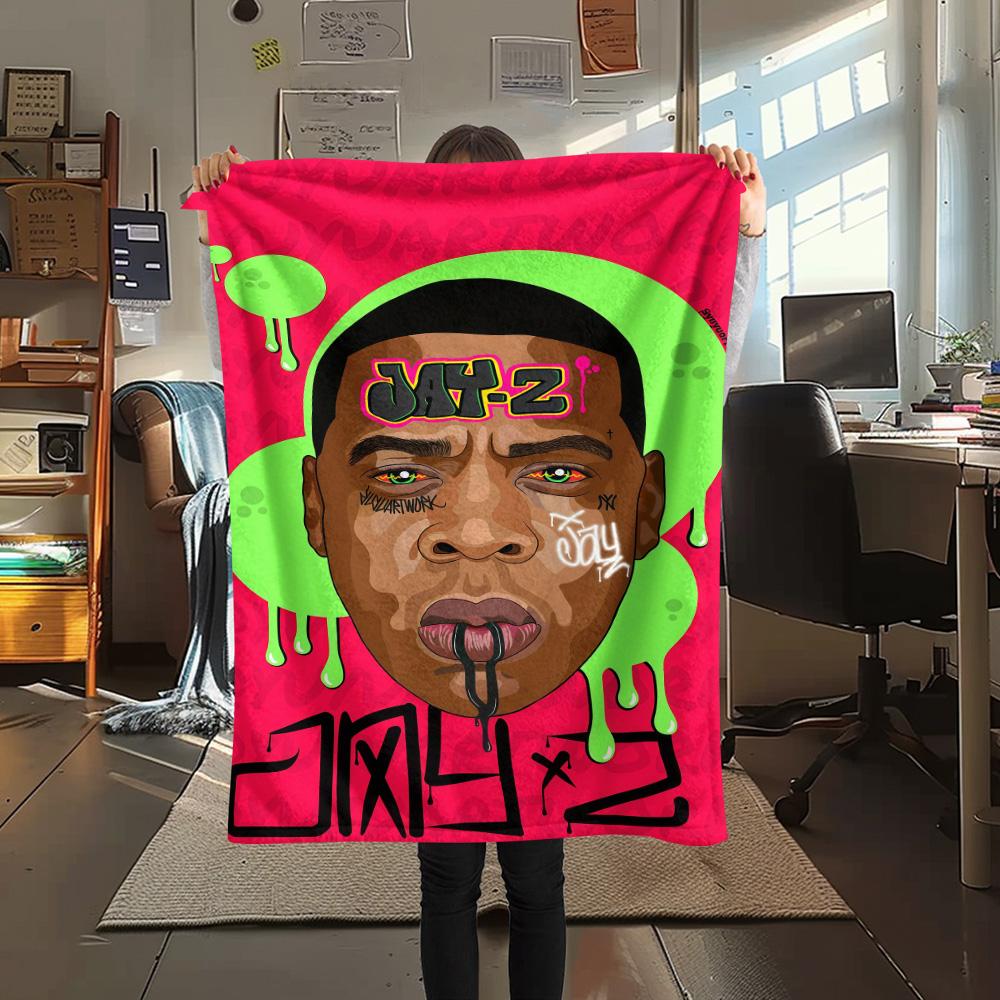 1PC Top Rap Print FlAannel Blanket, High quality Comfortable for All Seasons, Home Decor, Warmth and Comfort