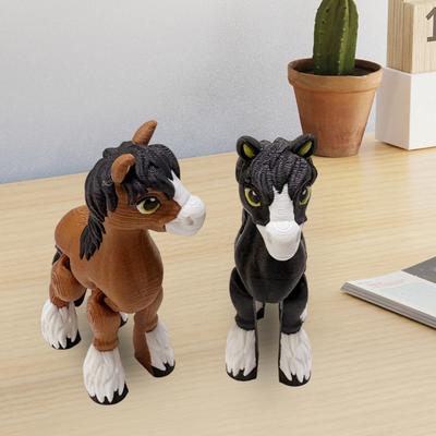 3D-печатная лошадь, украшение, симуляция пони, фиджет-игрушка с подвижными суставами, шарнирная модель животного, развивающая игрушка, украшение для дома и офиса
