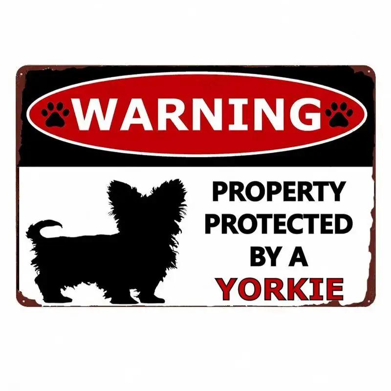 Винтажная забавная табличка для домашних животных йоркширский терьер металлическая жестяная вывеска корги немецкая овчарка художественный плакат собака паб бар домашний декор комнаты настенная тарелка