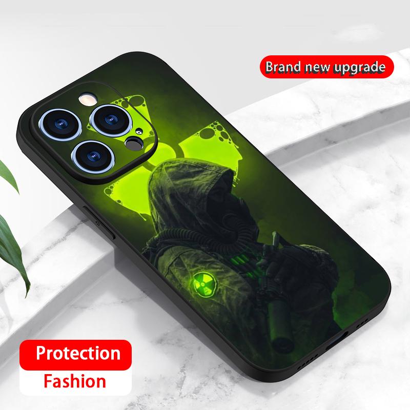 Игровой Stalker 2 горячий дизайн узора Чехол для телефона Для iPhone 16 16e 15 14 13 12 11 Plus Mini Pro Max Мягкий черный Ударопрочный чехол