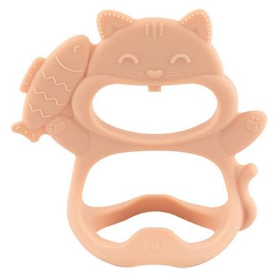 Прорезыватель для зубов I&B Chewy Wrist Teether + Чехол для переноски, Прорезыватель для зубов + Чехол, Мяу бежево-розовый, 1 шт., Детские товары из Кореи