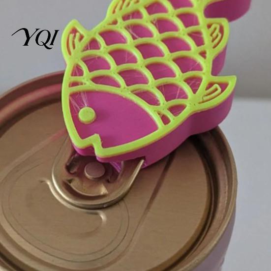 Daily Use Can Tab Helper 3D Printed Fish Opener & Nail Saver, Cute Fish-Shaped Handy Beverage with Keychain, Portable Bottle for Soda Cans, Protector
