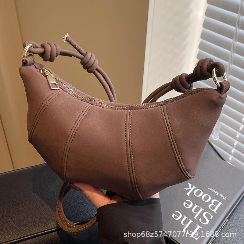 Outer Single 2025 New Trendy Women's Fashion Texture Versatile Dumpling Bag High-end One-shoulder Armpit Croissant Bag Small Bag