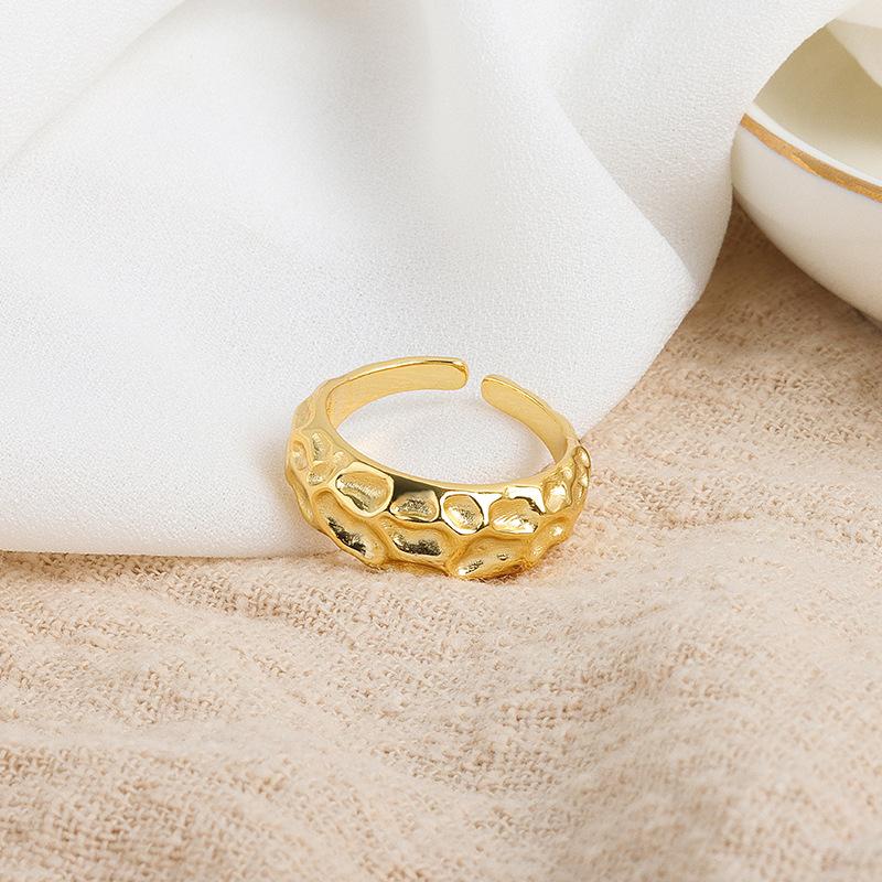 Geometric Glossy Concave Convex Shaped Ring Female Niche Design Personality High Sense Finger Ring Ins Cold Temperament Opening Index Finger Ring