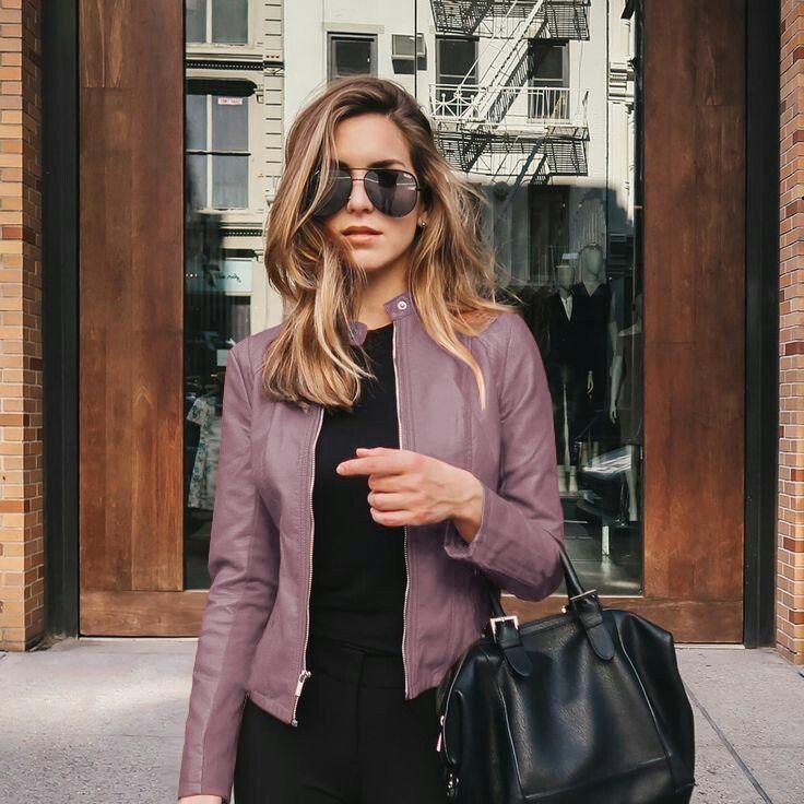 Women Bike Coat PU Leather Outwear Zipper Outfit Autumn Winter Wome Fashion Short Thin Female Jacket