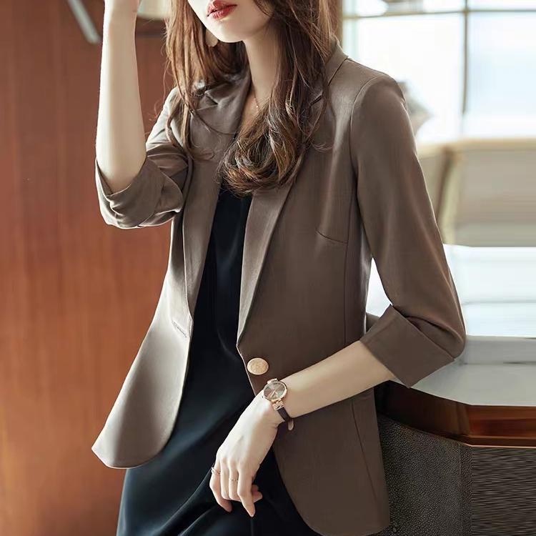 Весенне-летний блейзер Feminino с рукавами три четверти с зубчатыми карманами офисное женское пальто