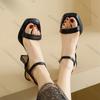 Отпразднуйте 2025 Лето Новые Женские Босоножки на Высоком Каблуке Сладкий Стиль Сексуальный Толстый Каблук Открытый Носок Бежевый Черный Sandales Femmes