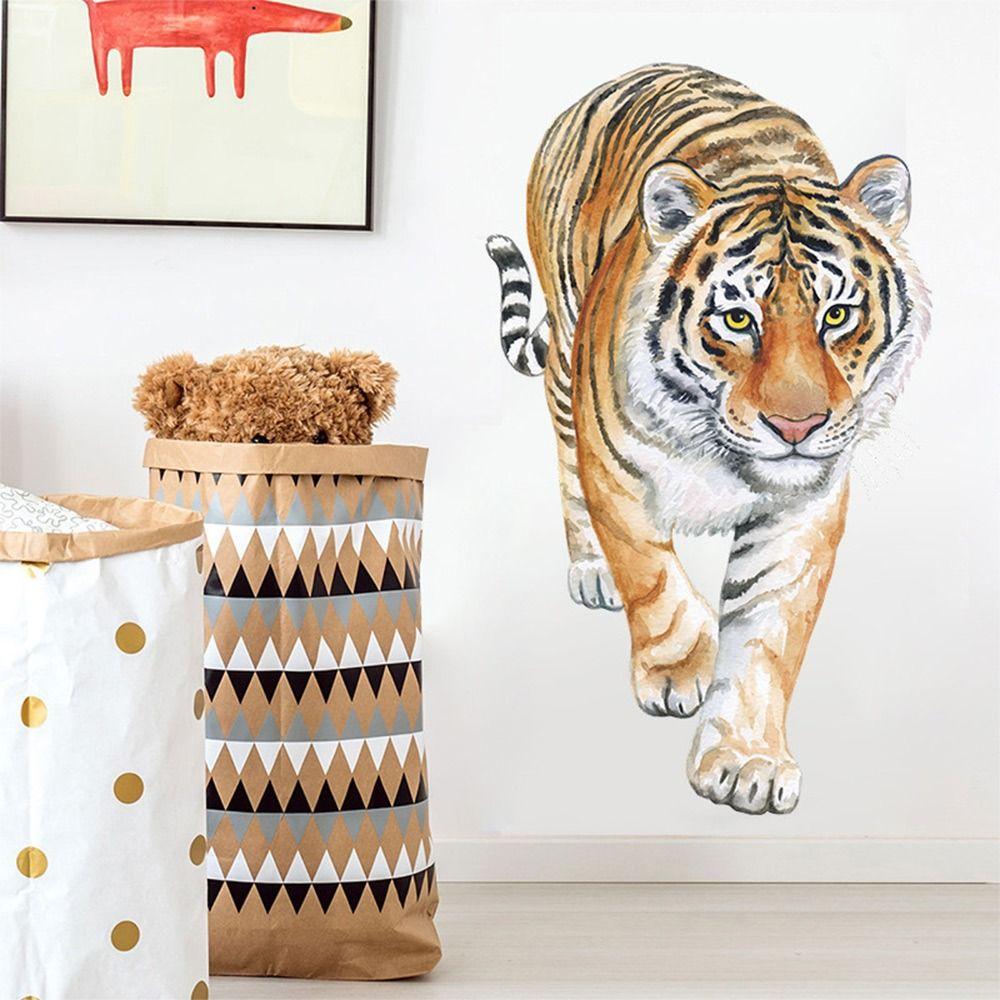 Multicolor 3D Tiger Wall Sticker Self-Adhesive Mural Art Gift Cartoon Animal Stickers