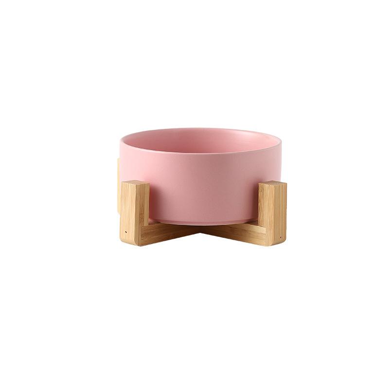1PC Cat Bowl 400ml/13.5oz Cat Feeder Ceramic CatBowl Dog Raised Food Feeding Dish Ceramic Cat Bowl with Tray Pet Feeder 8 Colors