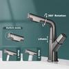 Silver Black Basin Faucet Bathroom Pull Out Lift Mixer Tap Hot Cold Water 360° Lift Up And Down Bathroom Kitchen Sink Faucet