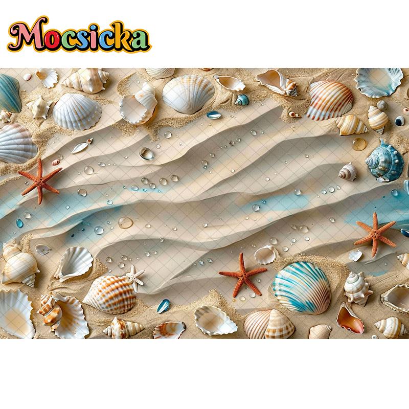 Mocsicka Photography Backgrounds Summer Beach Floor Shells Newborn Shower Kids Birthday Portraits Decor Backdrop Photo Studio