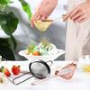 Kitchen Handheld Stainless Steel Screen Mesh Strainer Rose Gold Flour Sieve Cooking Oil  Colander  Tool