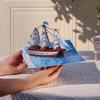 3D pop-up открытка с парусником ко Дню учителя - Креативный подарок на День благодарения и бумажная скульптура с пожеланиями