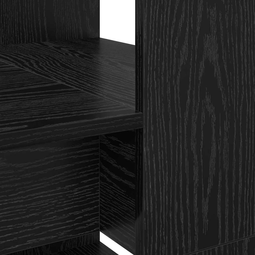 Desk with Shelf Black Oak Effect 113 x 54 x 120 cm