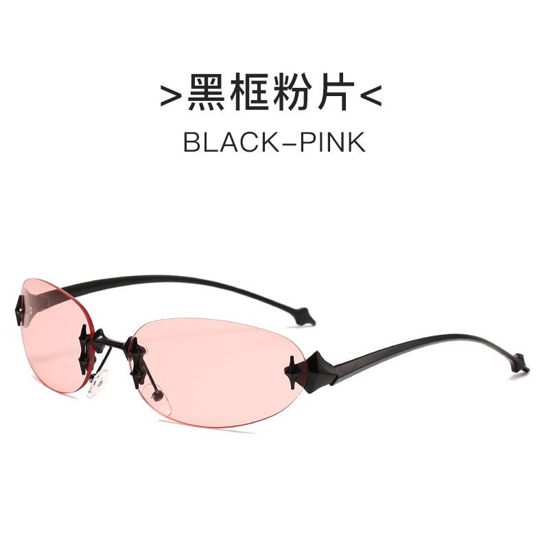 Безрамочные овальные металлические солнцезащитные очки G Spice Girl Fishbone Wear Уличная съемка Звезды Кошачий глаз Солнцезащитные очки