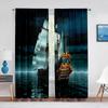 Pirate Ship Nautical Fantasy Ocean Starry Sky Tulle Curtains for Living Room Bedroom Kitchen Window Chiffon Sheer Curtain Blinds