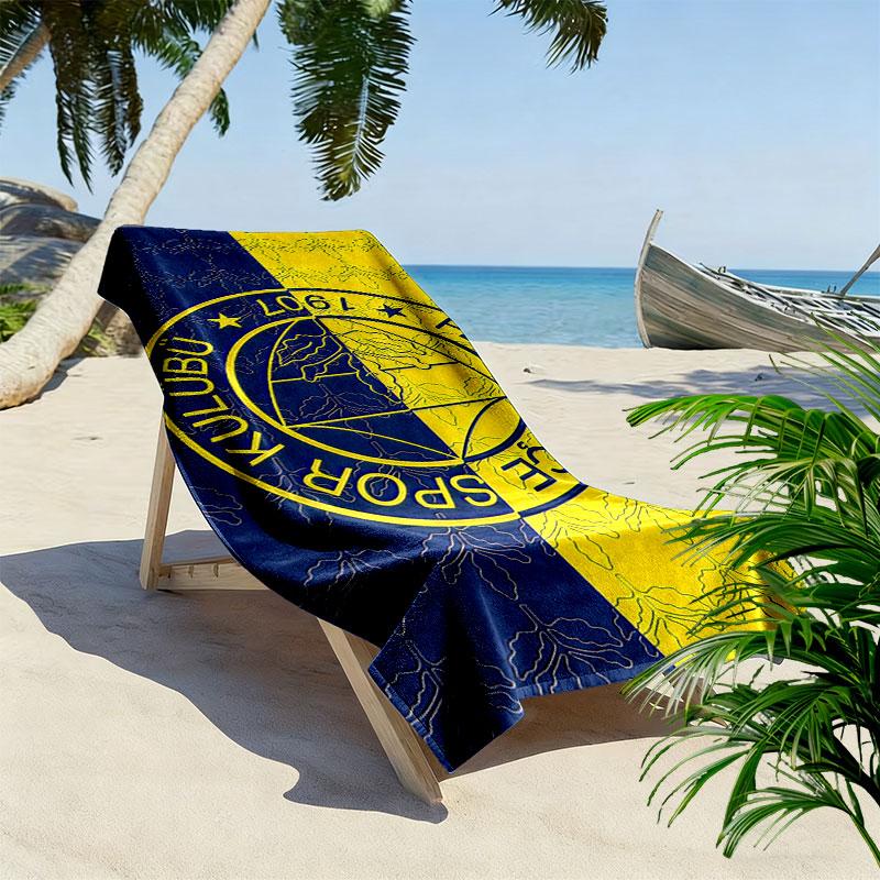 Пляжное полотенце с принтом логотипа Fenerbahce SK, Большое, Мягкое, Быстросохнущее, для Пляжа, Кемпинга, Плавания